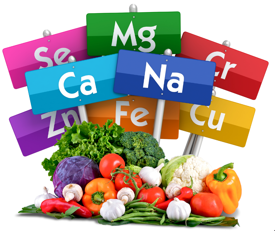 Food Minerals (2) Mixed vegetables with mineral signs